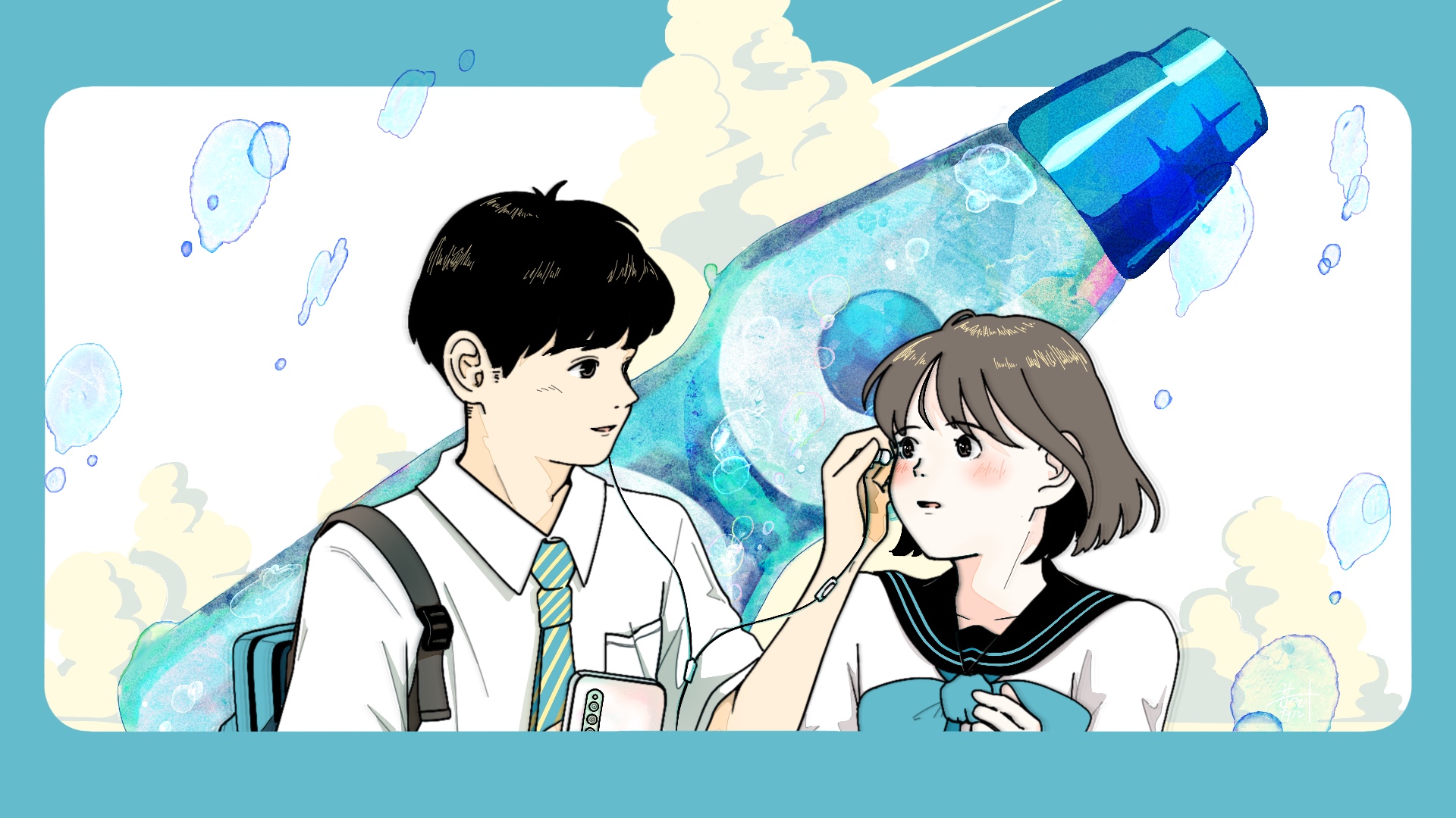 個人制作イラスト「その音は淡く溶けていく」