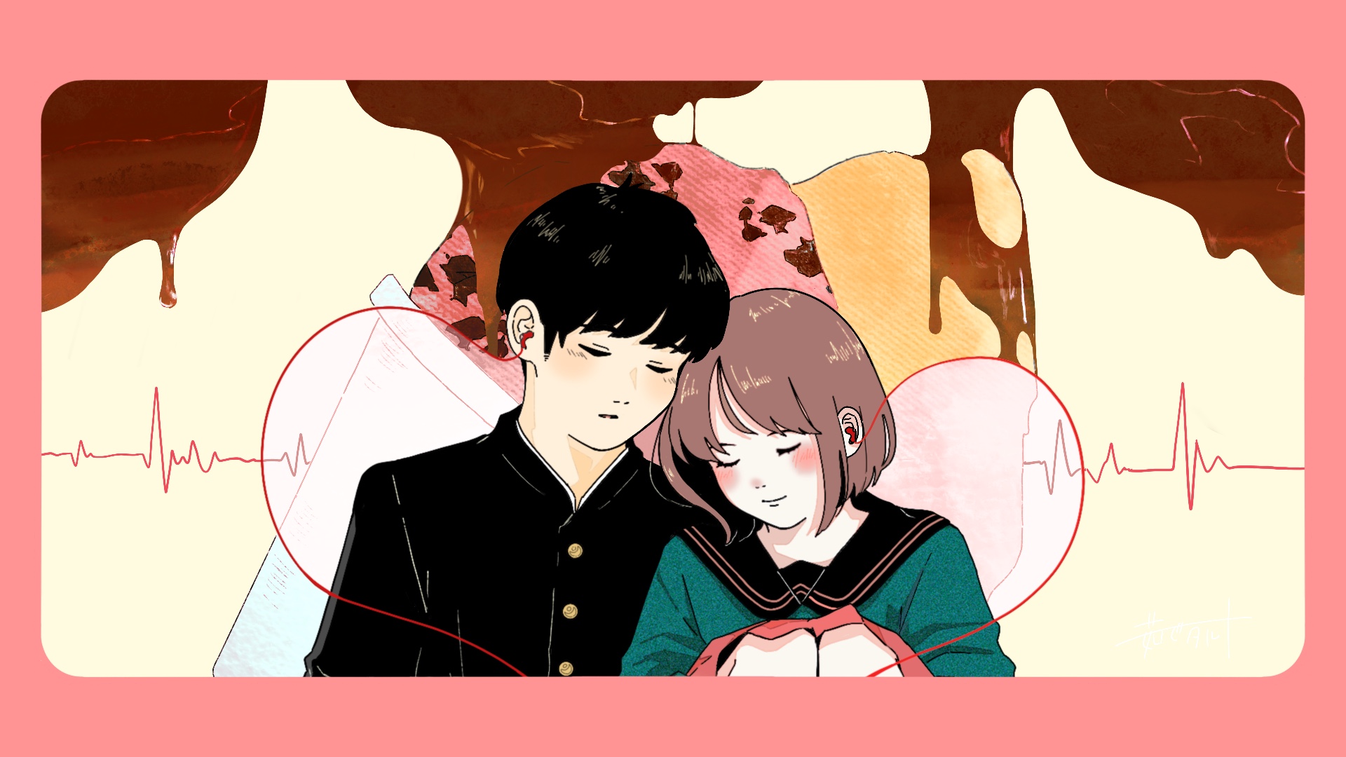 個人制作イラスト「その音は甘く溶けていく」