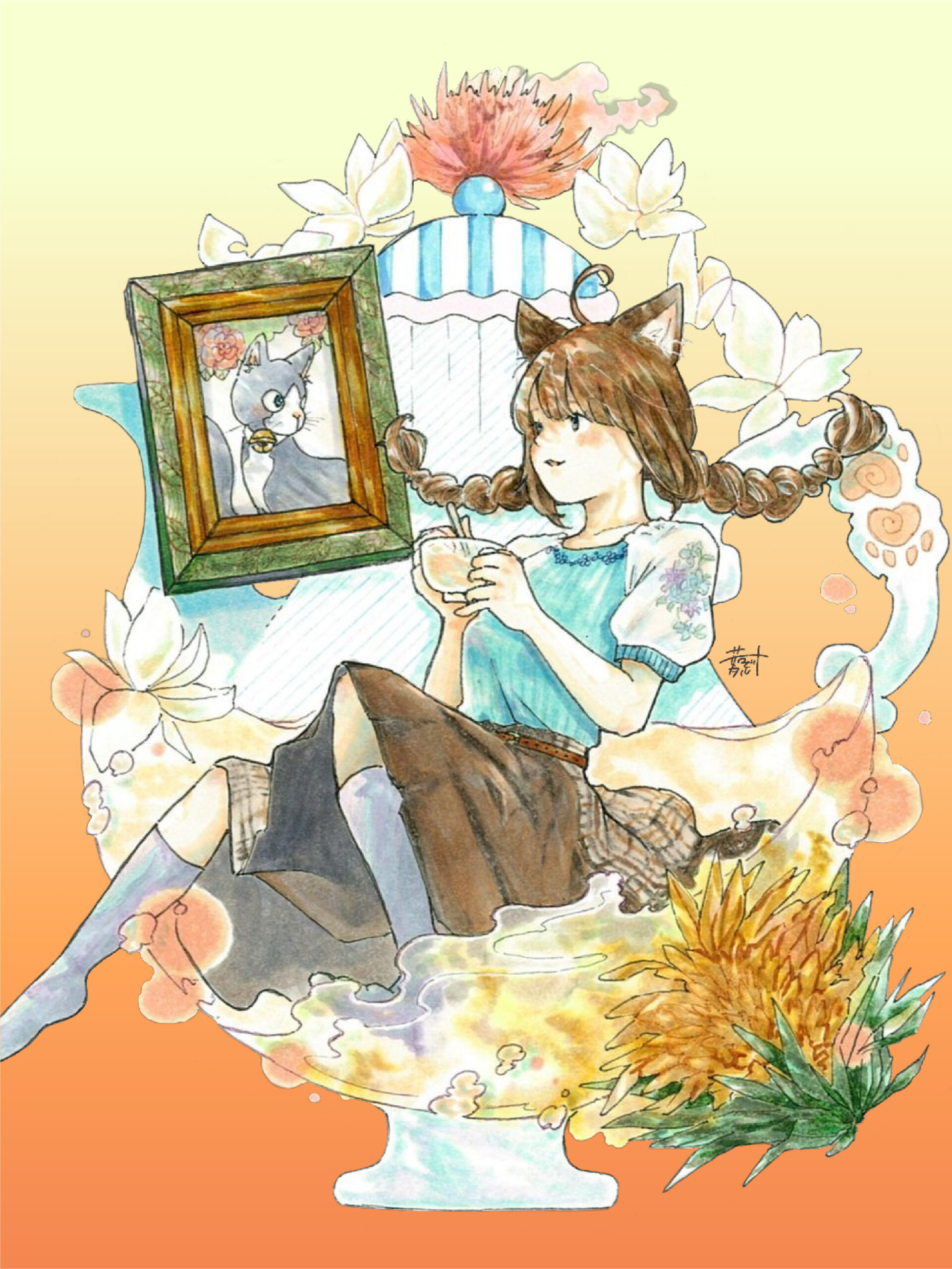個人制作イラスト「紅茶が冷めるまでお話しましょう？」